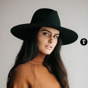 Gigi Pip Scottie Wide Brim Fedora - Black - Size 59 (M/L)